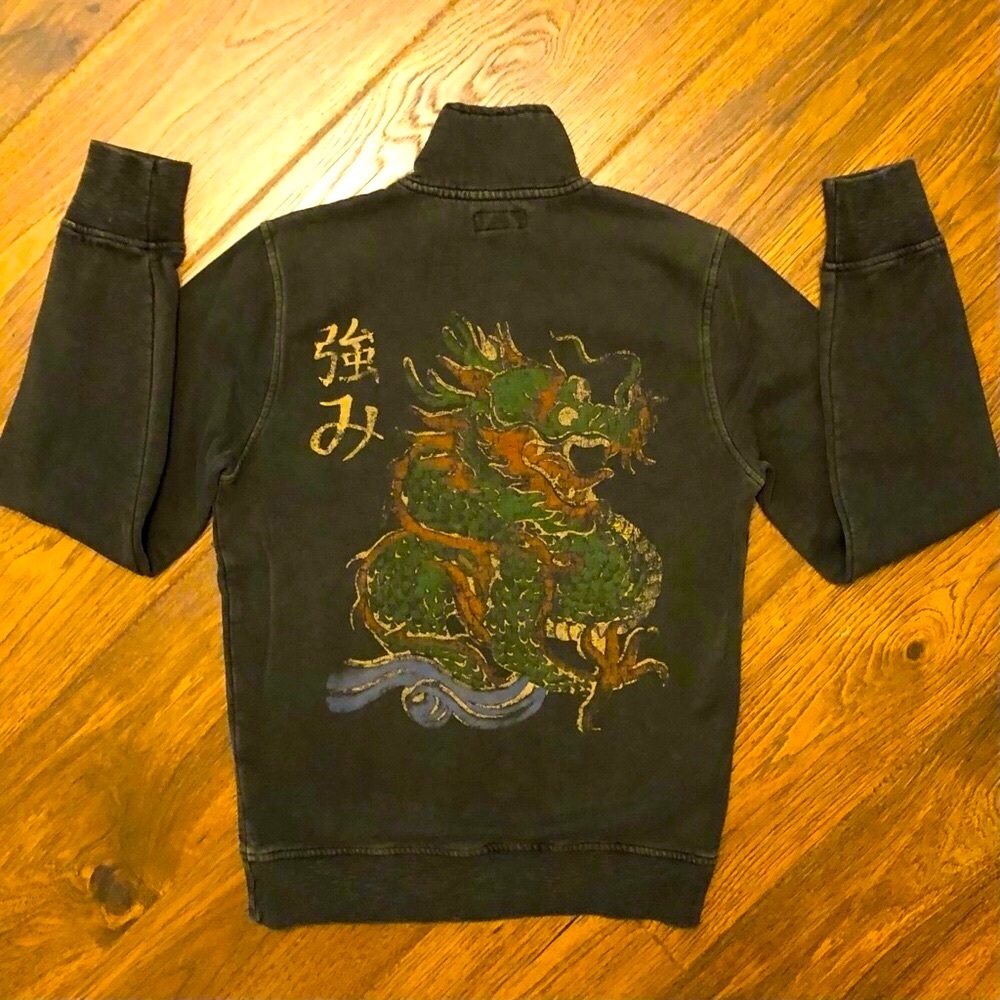 Lucky Brand Jacket “Dragon” Graphic Design Vintage Look Size X-Small